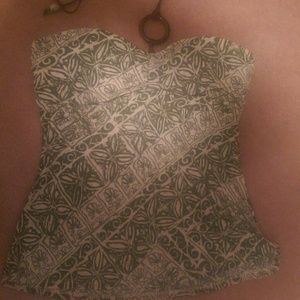 Green and white halter top