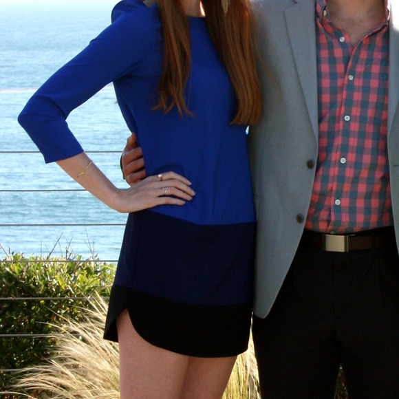Blue Boat Neck Dress