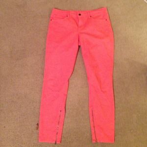 Coral ankle length jeans