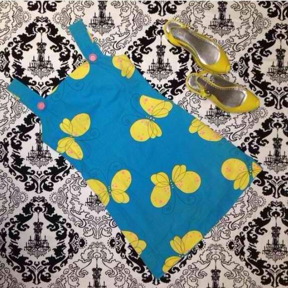 True vintage 60's butterfly print overall dress - Picture 2 of 4