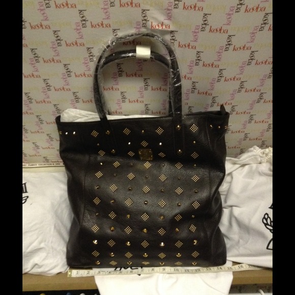 Sold 🤑MCM brown leather and gold studded bag BN