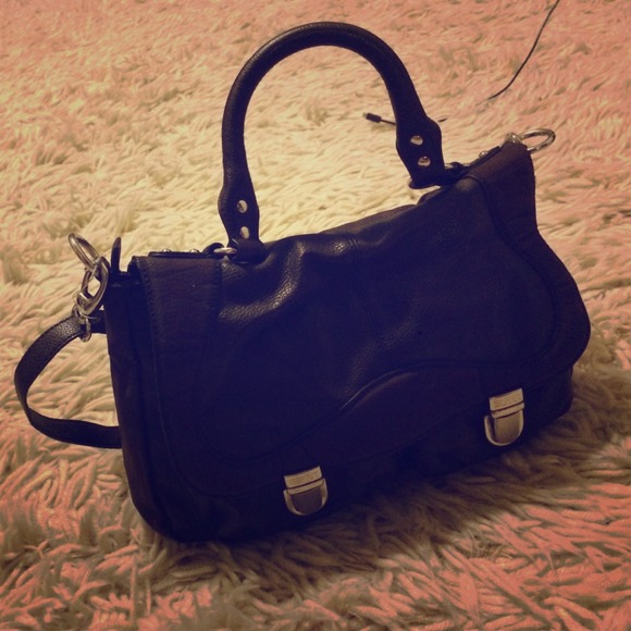 Brown leather satchel By esprit