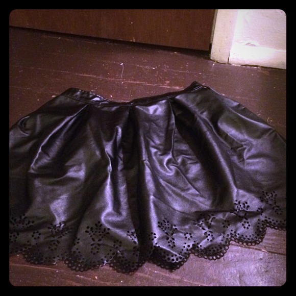 Leather skirt with cut outs