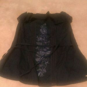 Strapless dark blue top