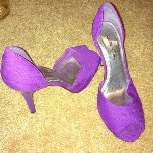Purple peep toe heel