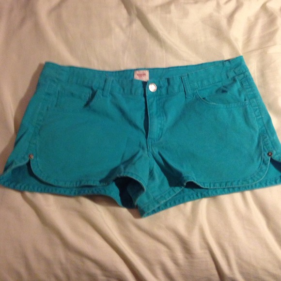 Teal canvas shorts