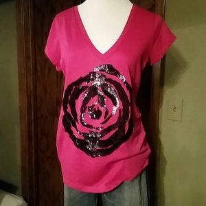 Express Pink with purple rose t-shirt
