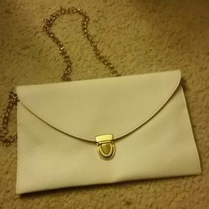 White faux leather clutch