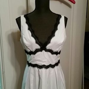 White tea length dress with lace detail, size 6
