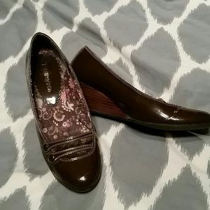 Brown patten shoes