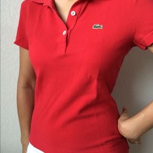 Womens Short Sleeve Red Lacoste Polo Shirt Size 38
