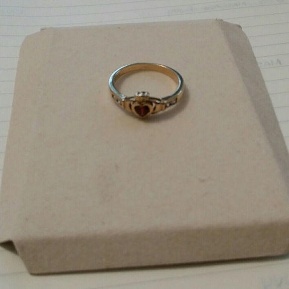 14k Gold and Ruby Claddagh Ring - Made in Ireland