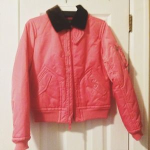 Ralph Lauren Polo Jeans coral bomber jacket.