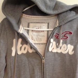 Hollister Zip Up Worm Sweater Hoodie Arch Logo L