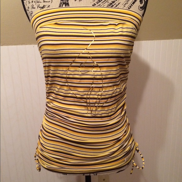 🌙SALE🌙 Yellow & Brown stripped tube top