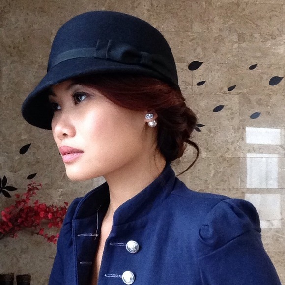 🌸BUNDLED🌸✨ NWOT Black Wool Hat w/ Bow✨ - Picture 4 of 4