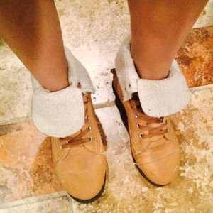 brown suede combat boots from claires