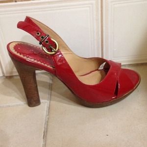 Red patent leather heels