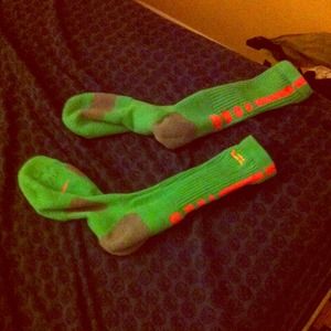 Green and pink nike elite socks