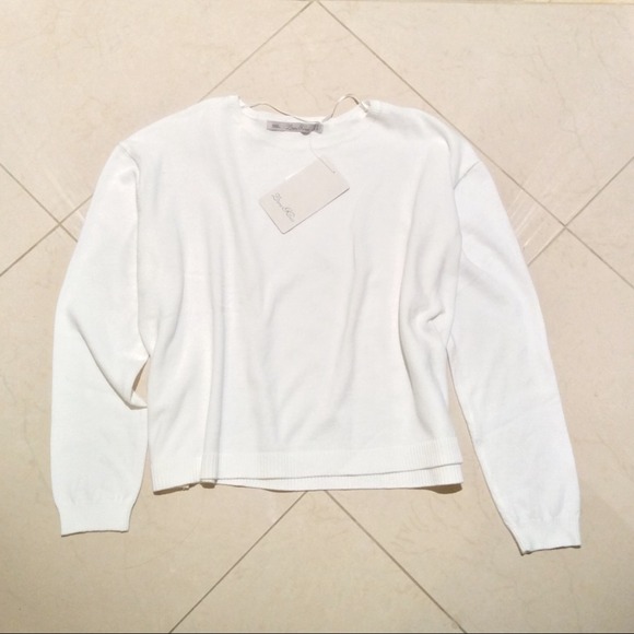 Zara Ivory Cropped Knit Sweater