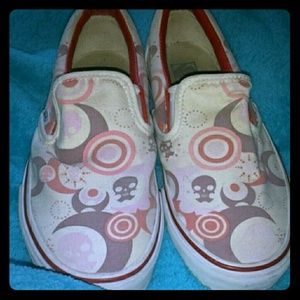 Vans off white & red w skulls