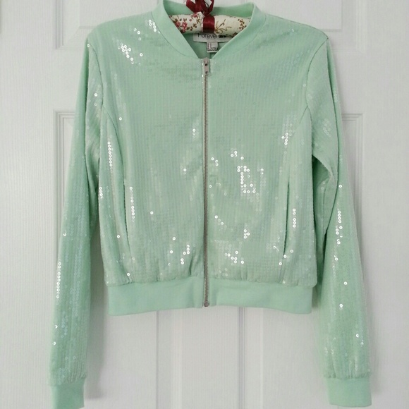 Sequin Mint Green Bomber Jacket