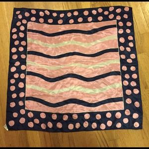 Vintage silk scarf pink and blue polka dot Vera