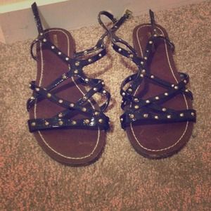 Studded black gladiator sandals