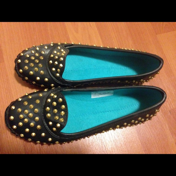 Black Studded rubber flats!!