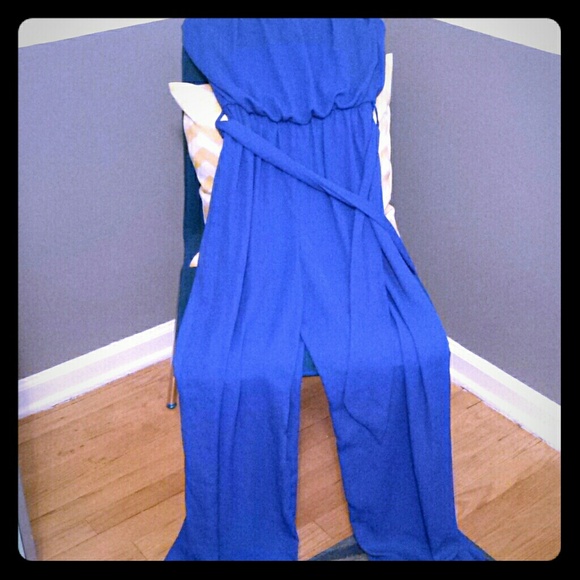 Strapless jumpsuit - sheer legs/lined