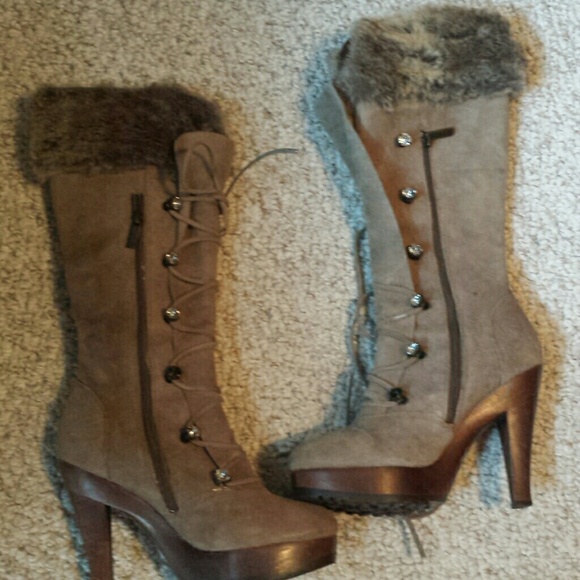 Lace up suede/girl boots size 7 - Picture 2 of 4