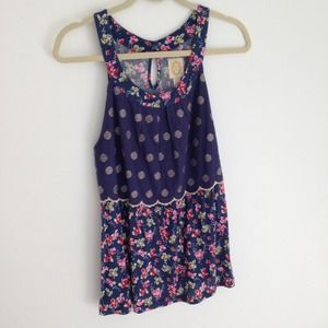 Anthropologie scallop floral tank