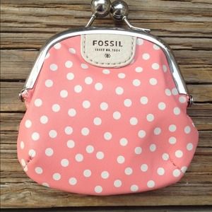 PRICE FIRM Fossil coin purse with polka dots