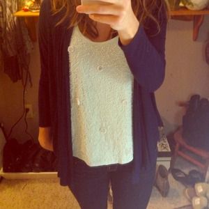 Navy blue long sleeved cardigan
