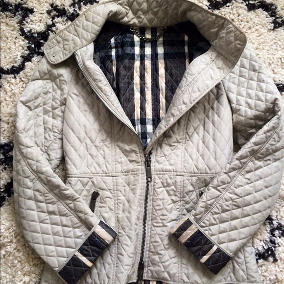 Burberry quilted jacket. Size 4. Mushroom color.