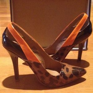 Zigi Soho patent leather and leopard print heels