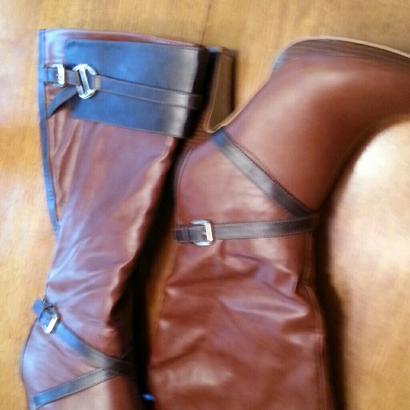 Wide calf brown boots