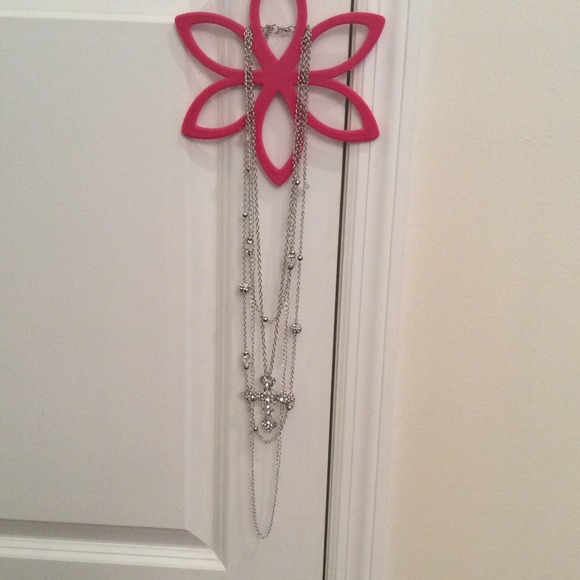 Long silver necklace