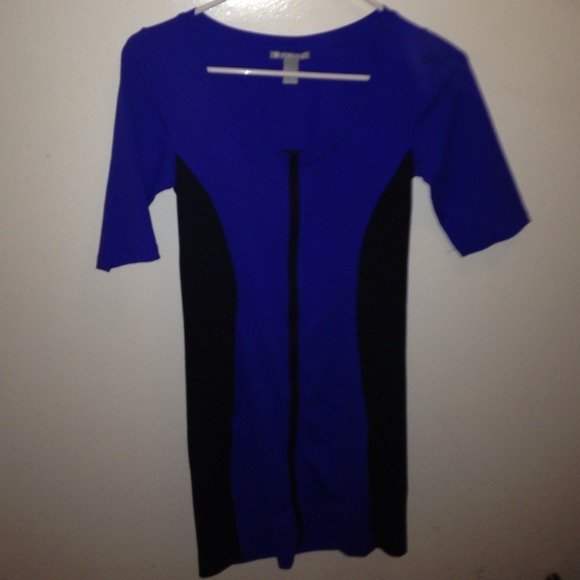Blue and black body con dress - Picture 3 of 4
