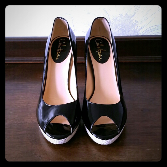 Cole Haan Peep ToePatent Leather Pumps