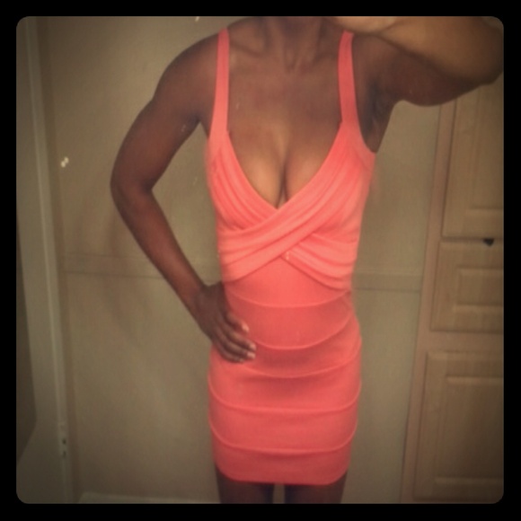 Peach bandage dress