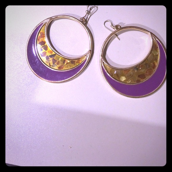 Purple hooped earings