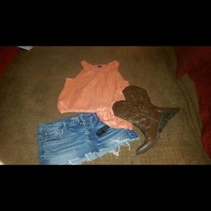 Talbots peach linen tank