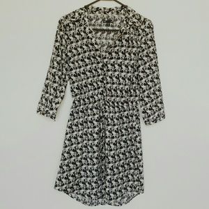 3/4 Sleeve Gap Elephant Print Shirt Dress