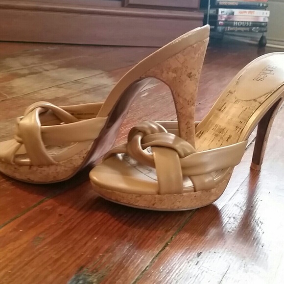 Nude slid on heels size 8