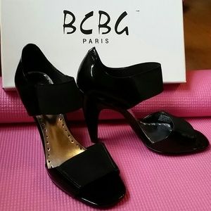 BCBG Kreolex Patent Leather and Elastic sandal