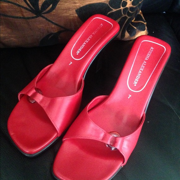 Red open toe heels