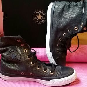 Converse: Slouchy Hi Tops metalic gold & black