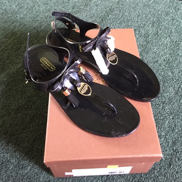 Black helma jelly coach sandals