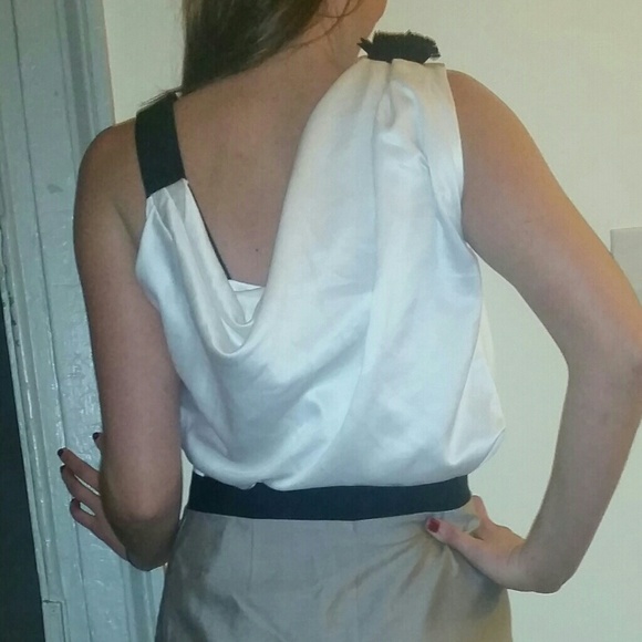 Draping two toned cocktail dress